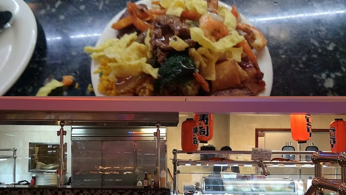 Fresh sushi rolls arranged on serving trays